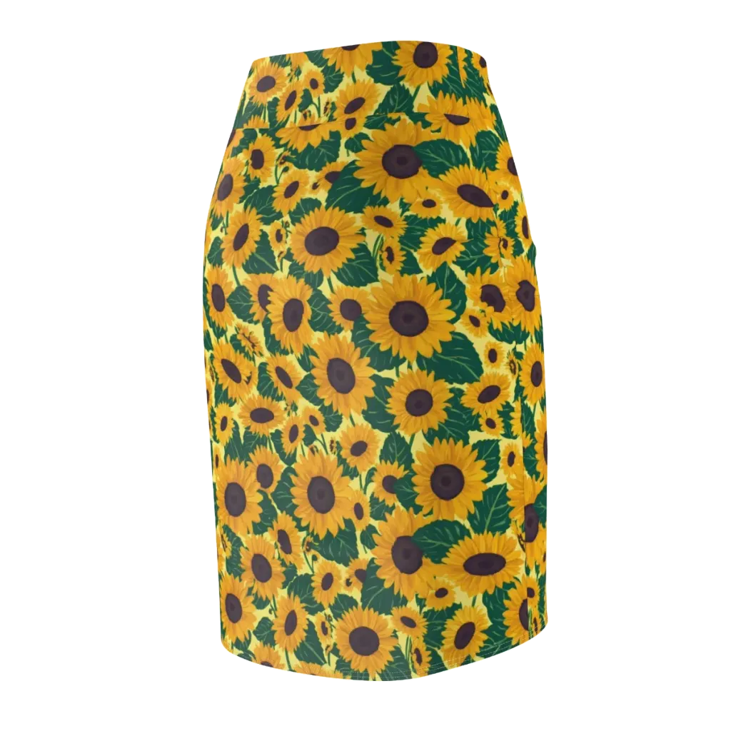 Sunlit Sunflower on Pencil Skirt — Back Side
