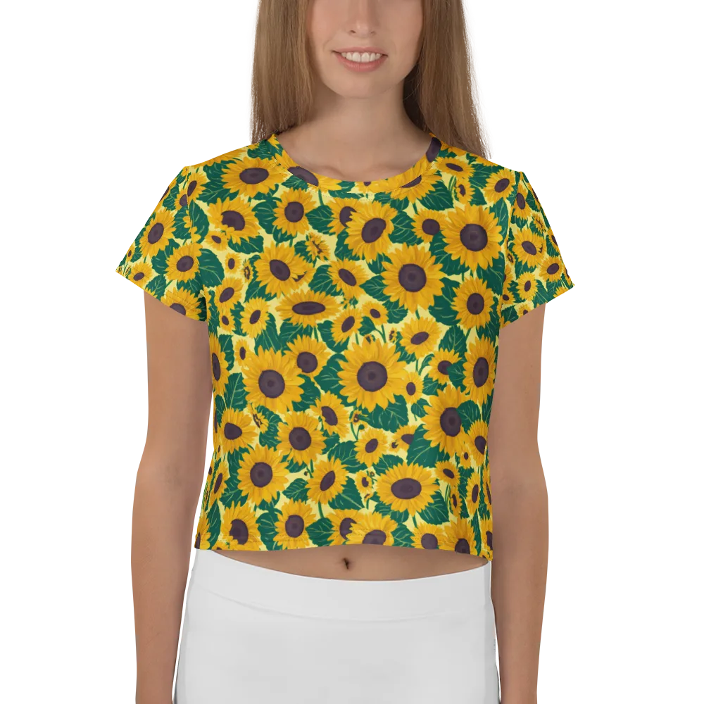 Sunlit Sunflower on Crop Tee — Front