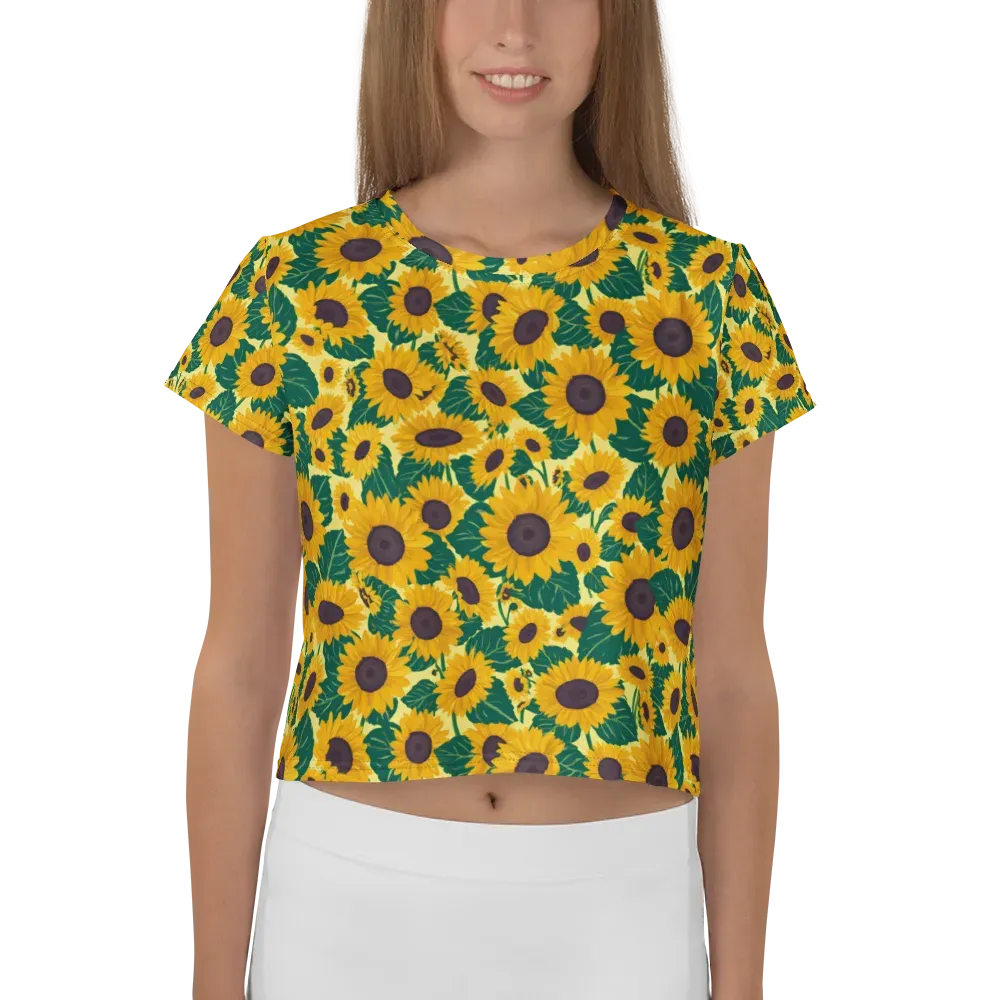 Sunlit Sunflower on Crop Tee — Front