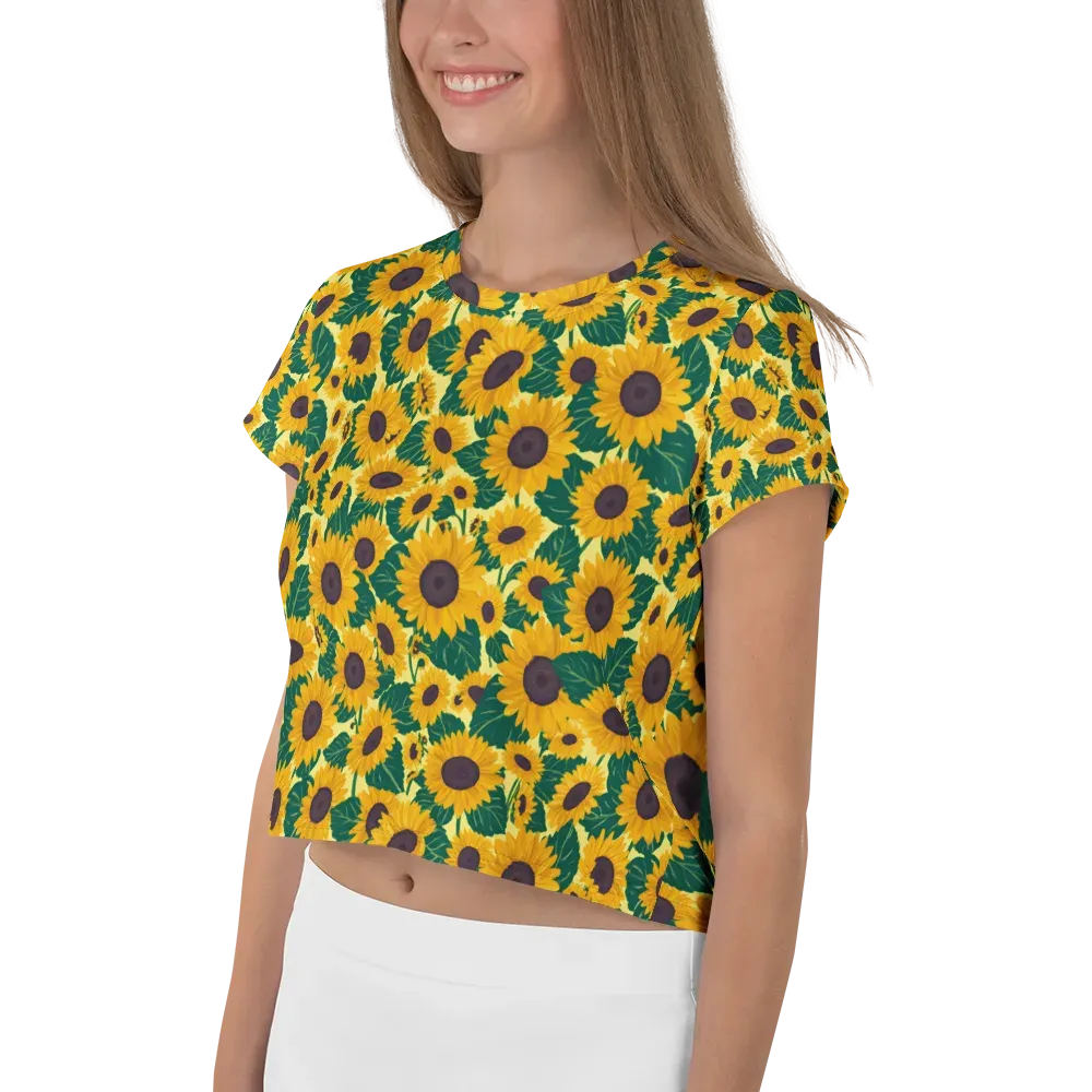 Sunlit Sunflower on Crop Tee — Left