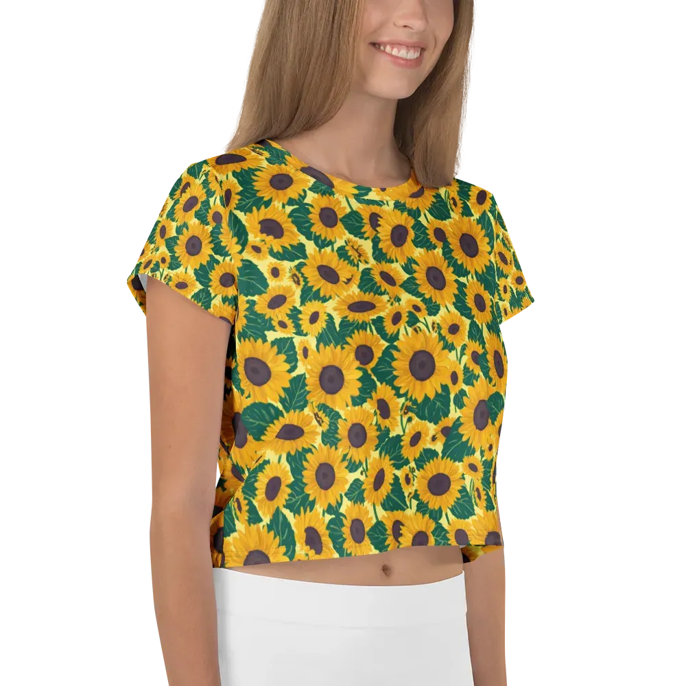 Sunlit Sunflower on Crop Tee — Right
