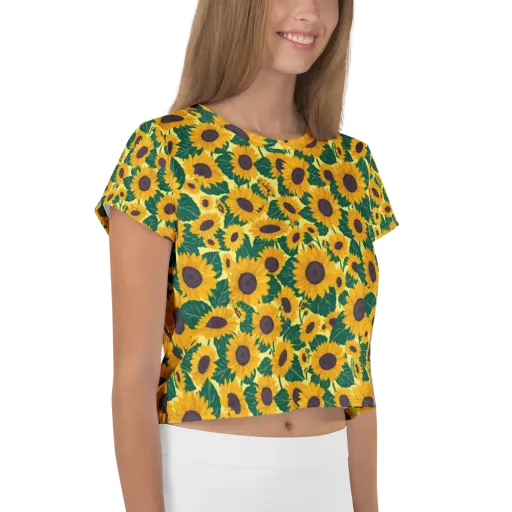 Sunlit Sunflower on a Crop Tee