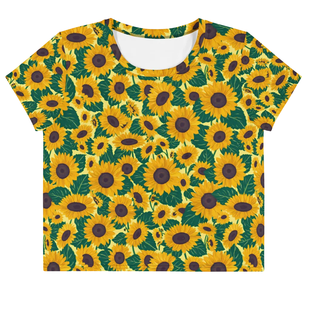 Sunlit Sunflower on Crop Tee — Front