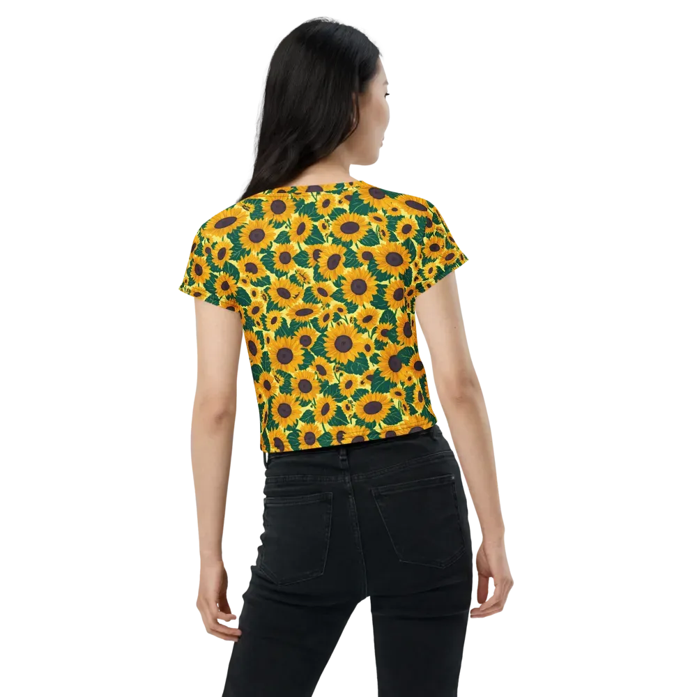 Sunlit Sunflower on Crop Tee — Back