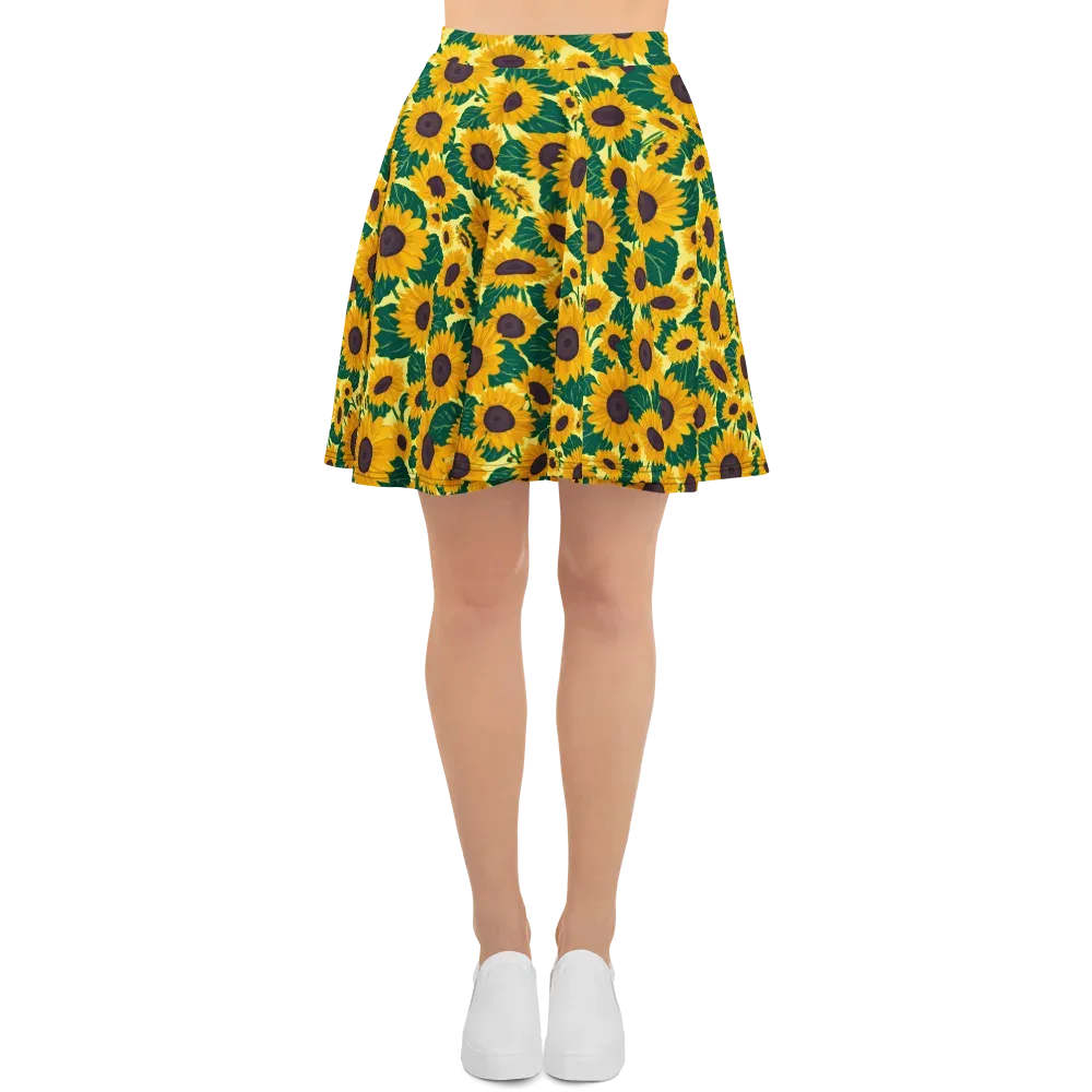 Sunlit Sunflower on Skater Skirt — Front