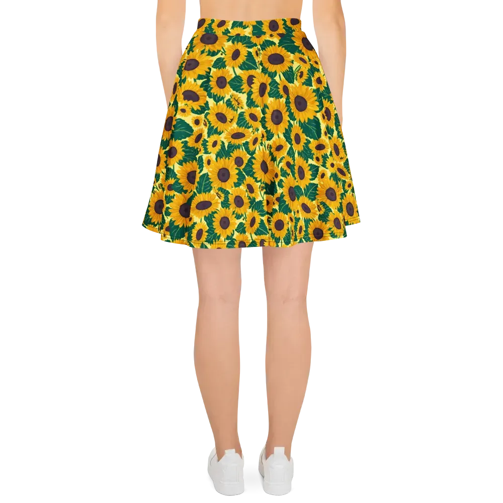 Sunlit Sunflower on Skater Skirt — Back