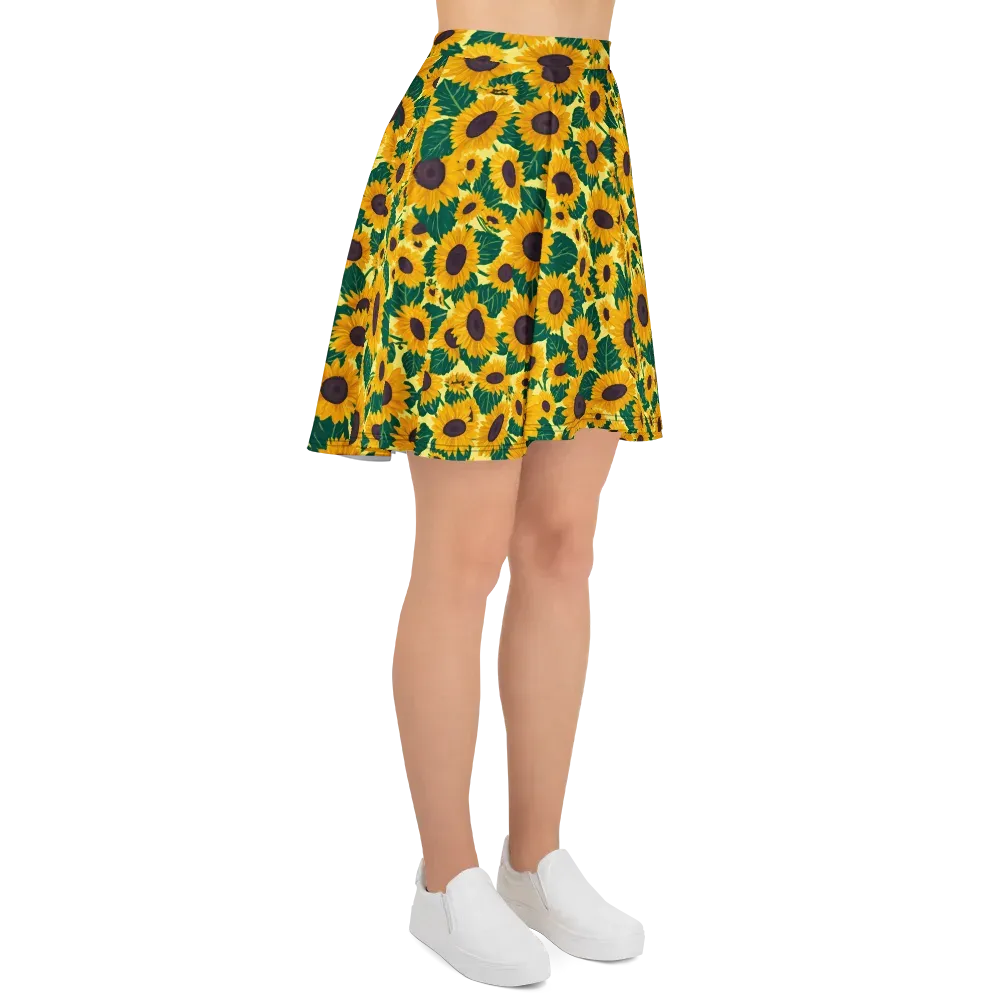 Sunlit Sunflower on Skater Skirt — Right
