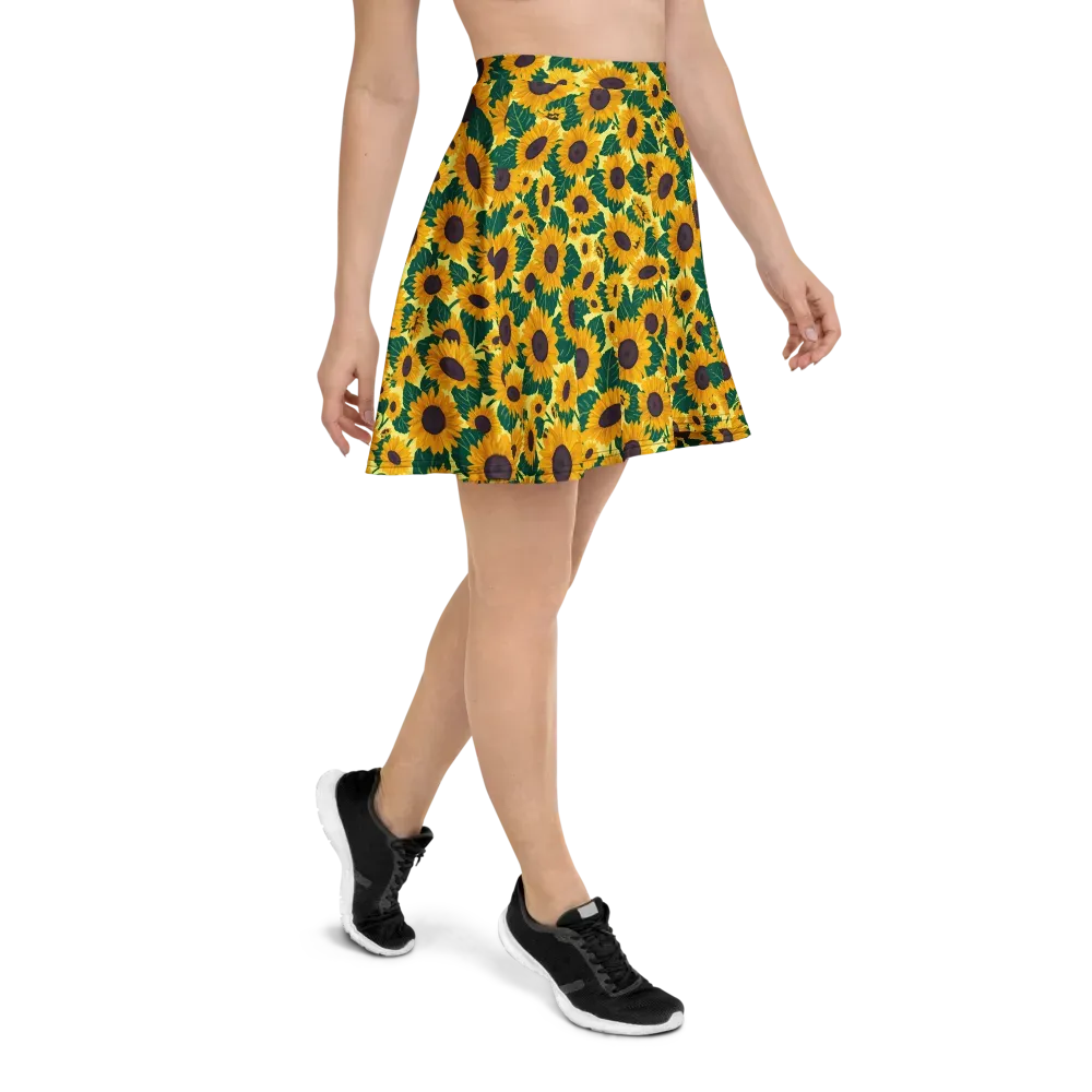 Sunlit Sunflower on Skater Skirt — Right