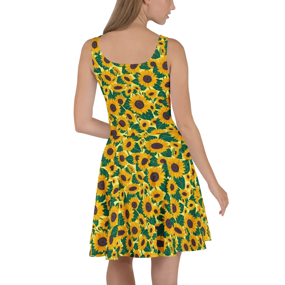 Sunlit Sunflower on Skater Dress — Back