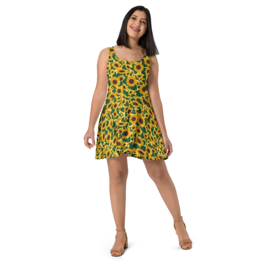 Sunlit Sunflower on a Skater Dress