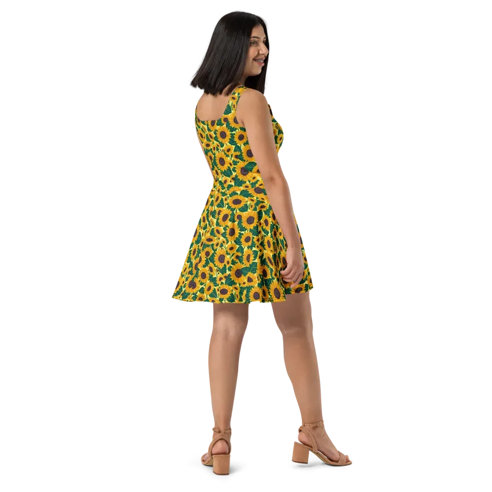 Sunlit Sunflower on Skater Dress — Right