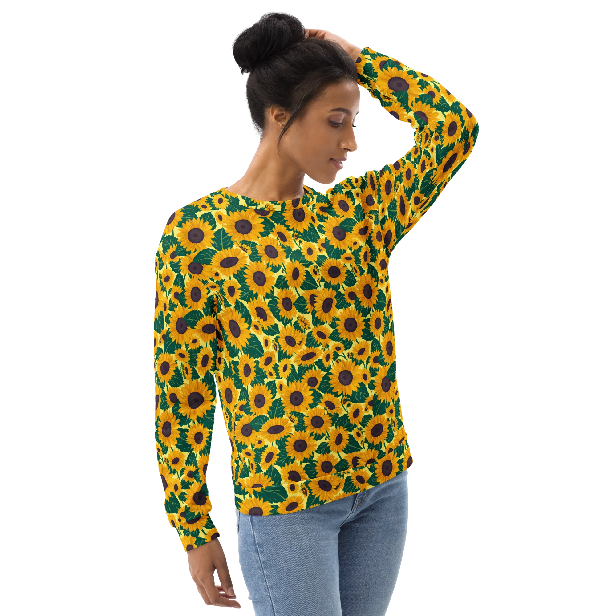 Sunlit Sunflower on Sweatshirt — Right Front