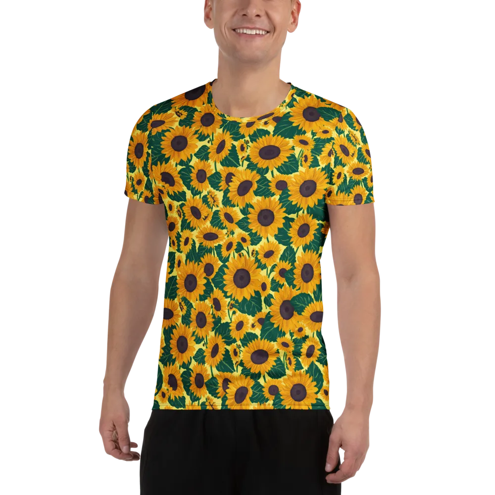Sunlit Sunflower on Men's Athletic T-Shirt — Front