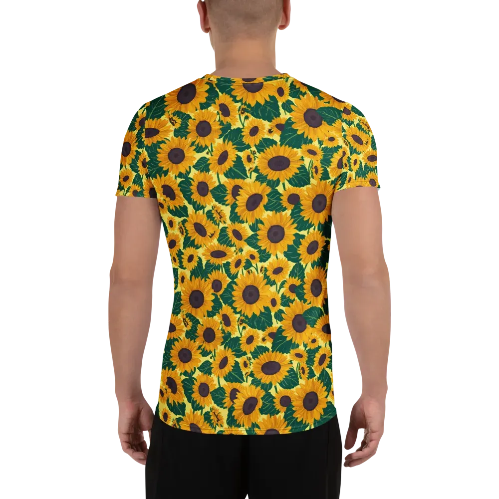Sunlit Sunflower on Men's Athletic T-Shirt — Back
