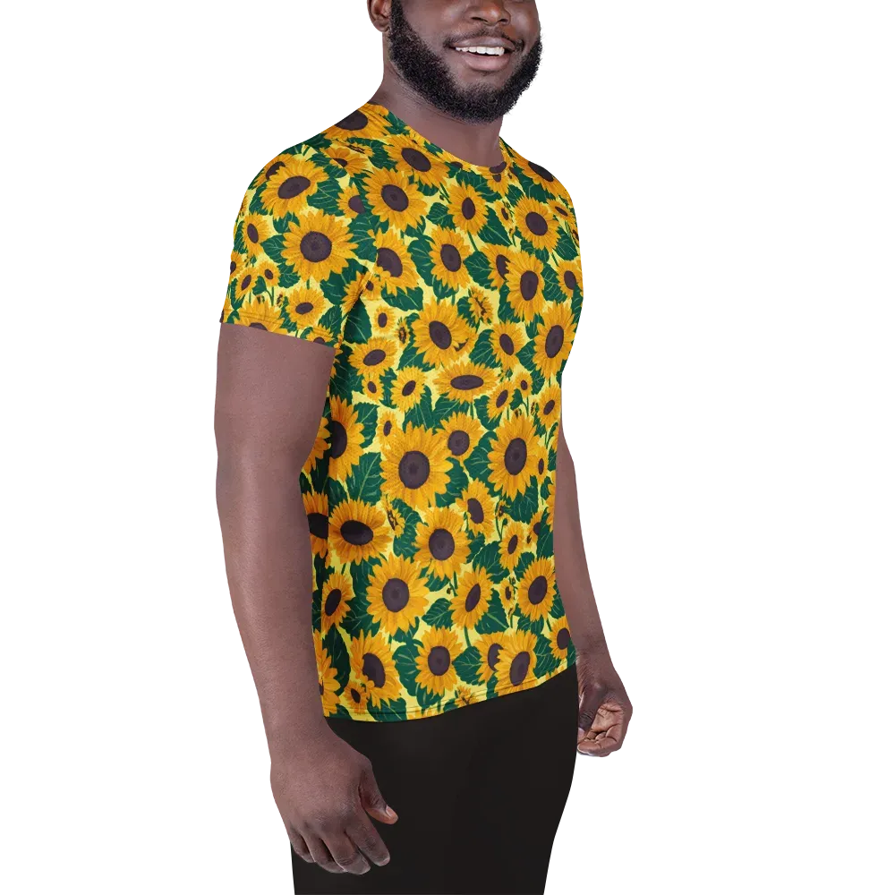 Sunlit Sunflower on Men's Athletic T-Shirt — Right
