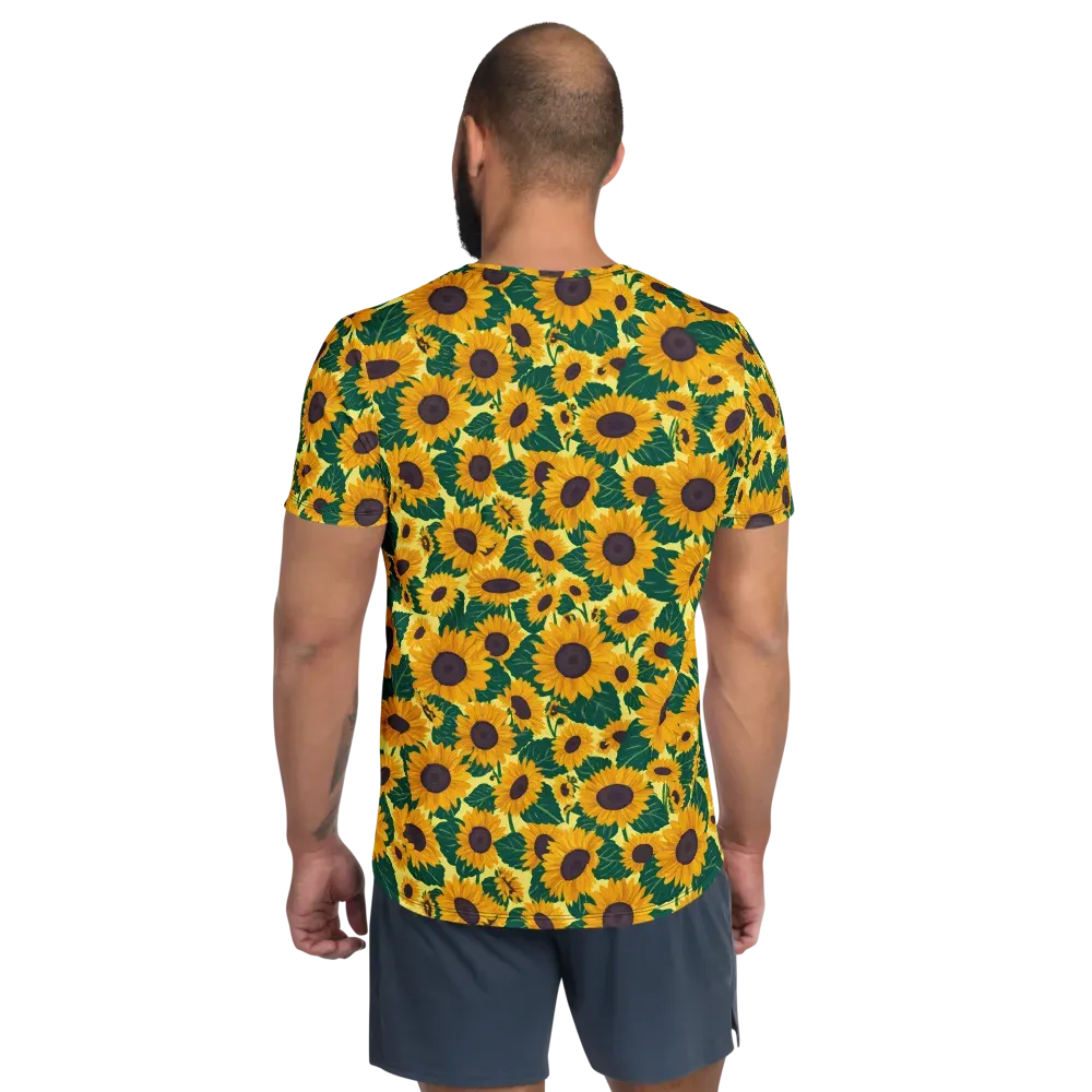 Sunlit Sunflower on Men's Athletic T-Shirt — Back