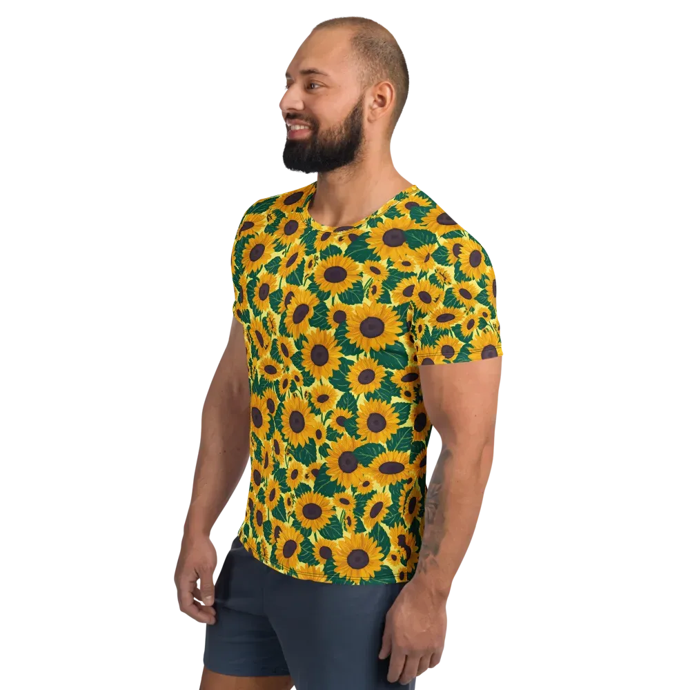 Sunlit Sunflower on Men's Athletic T-Shirt — Left