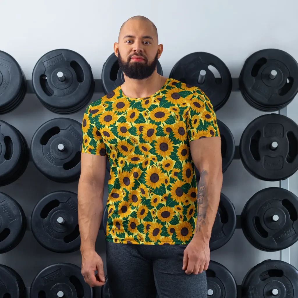 Sunlit Sunflower on Men's Athletic T-Shirt — Front