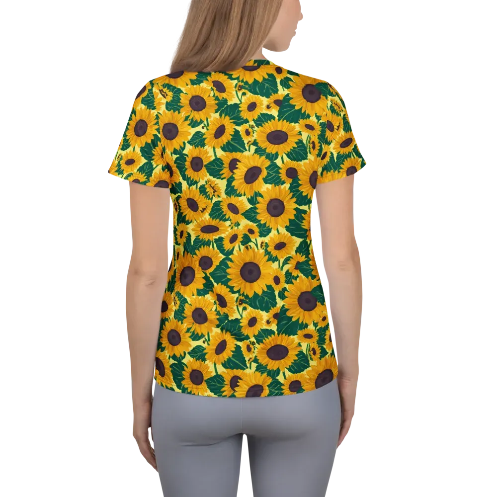Sunlit Sunflower on Women's Athletic T-Shirt — Back