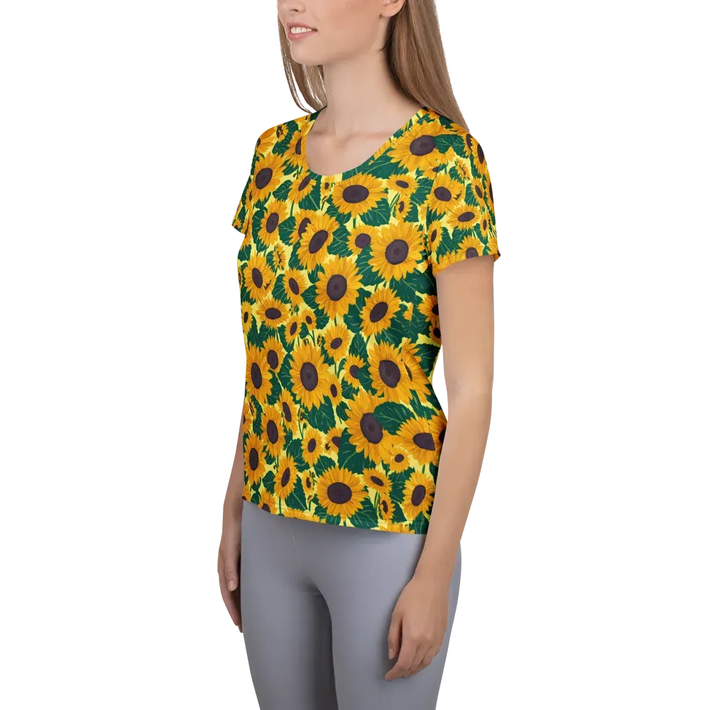 Sunlit Sunflower on Women's Athletic T-Shirt — Left