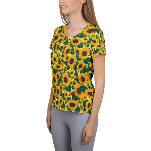 Sunlit Sunflower on a Women's Athletic T-Shirt
