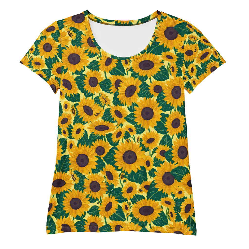 Sunlit Sunflower on Women's Athletic T-Shirt — Front