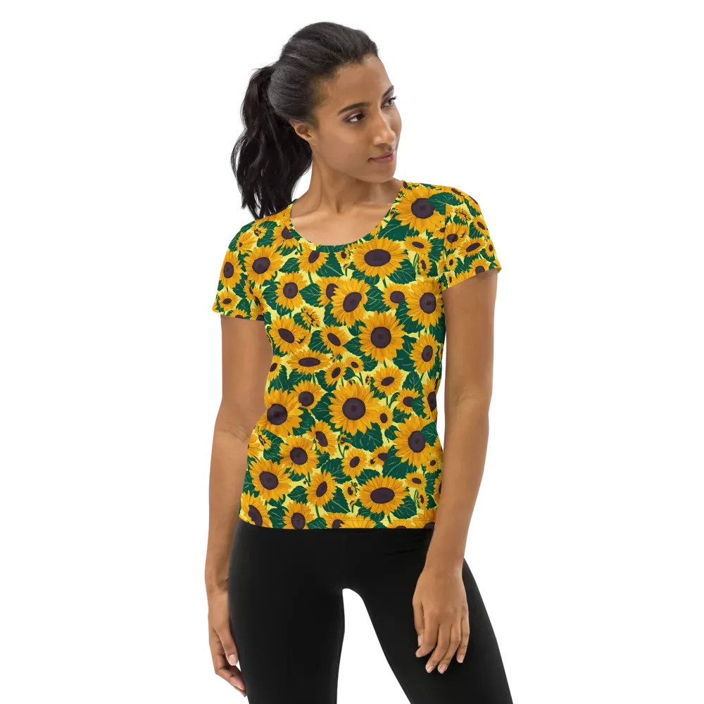 Sunlit Sunflower on Women's Athletic T-Shirt — Front