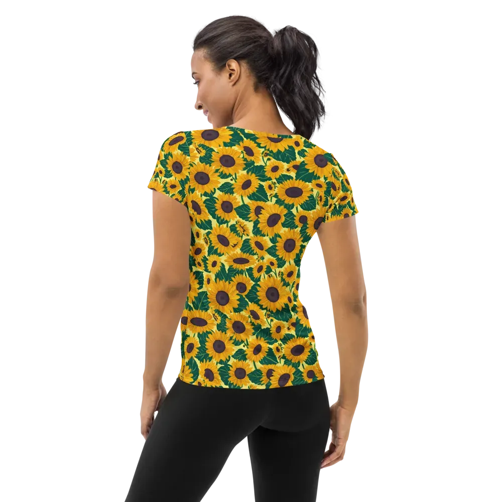 Sunlit Sunflower on Women's Athletic T-Shirt — Back