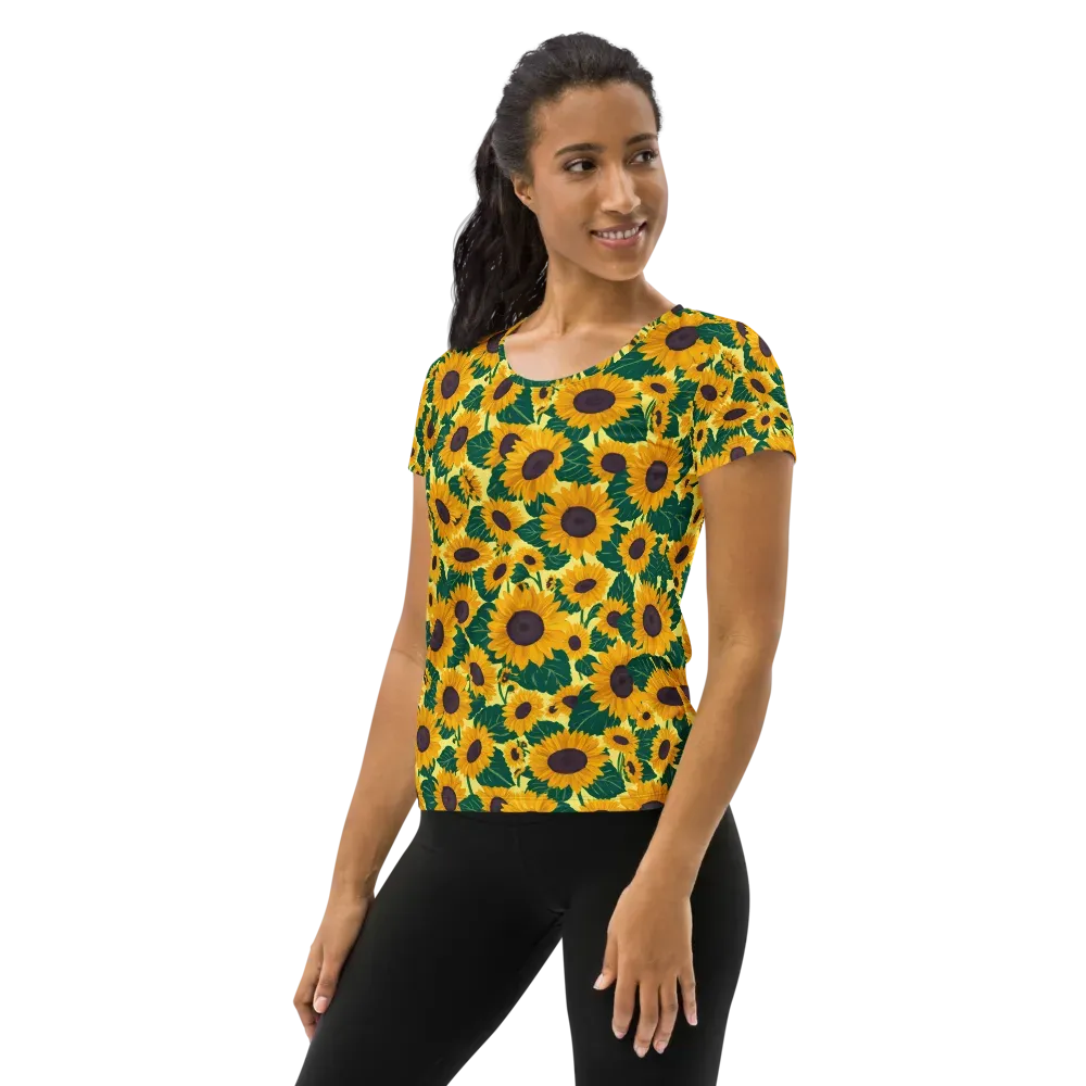 Sunlit Sunflower on Women's Athletic T-Shirt — Left