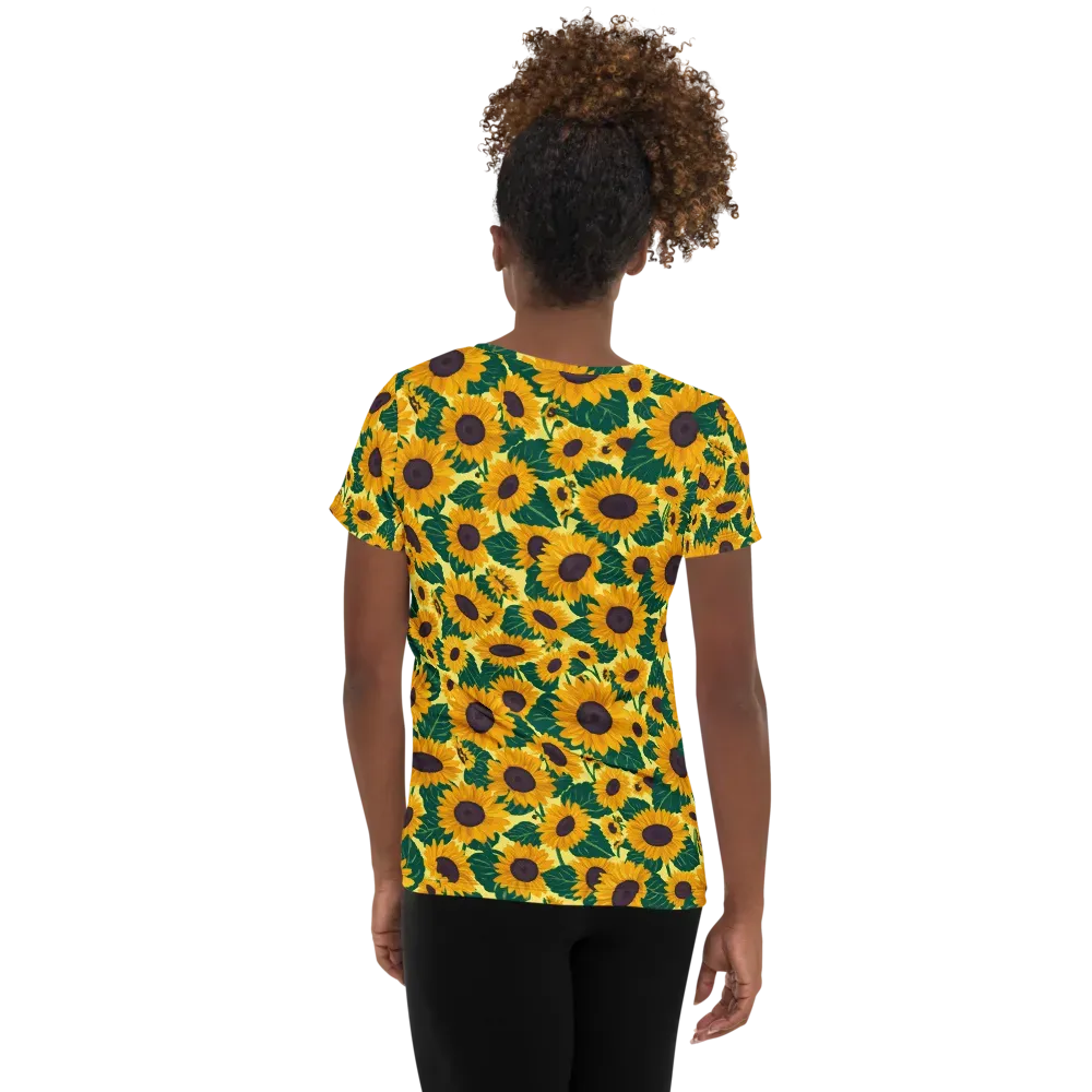 Sunlit Sunflower on Women's Athletic T-Shirt — Back
