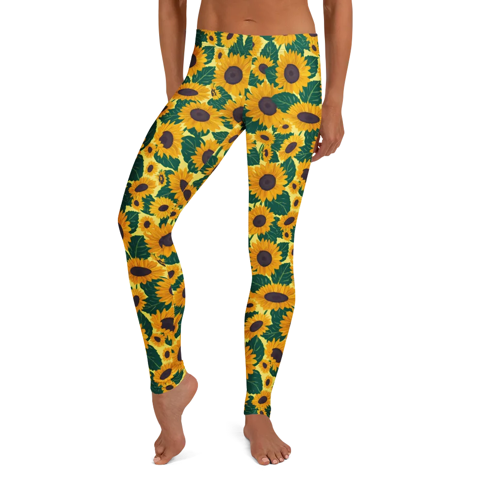 Sunlit Sunflower on Leggings — Front