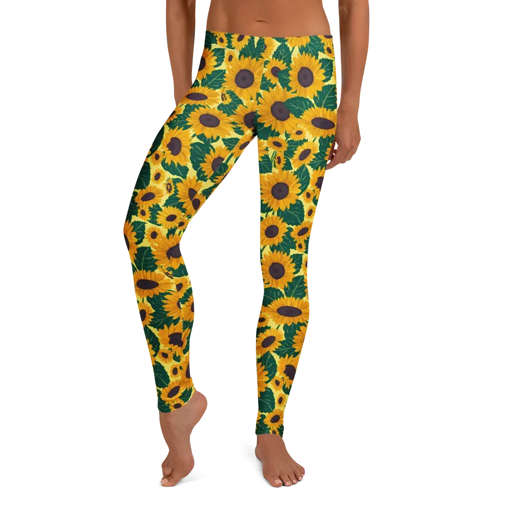 Sunlit Sunflower on Leggings — Front
