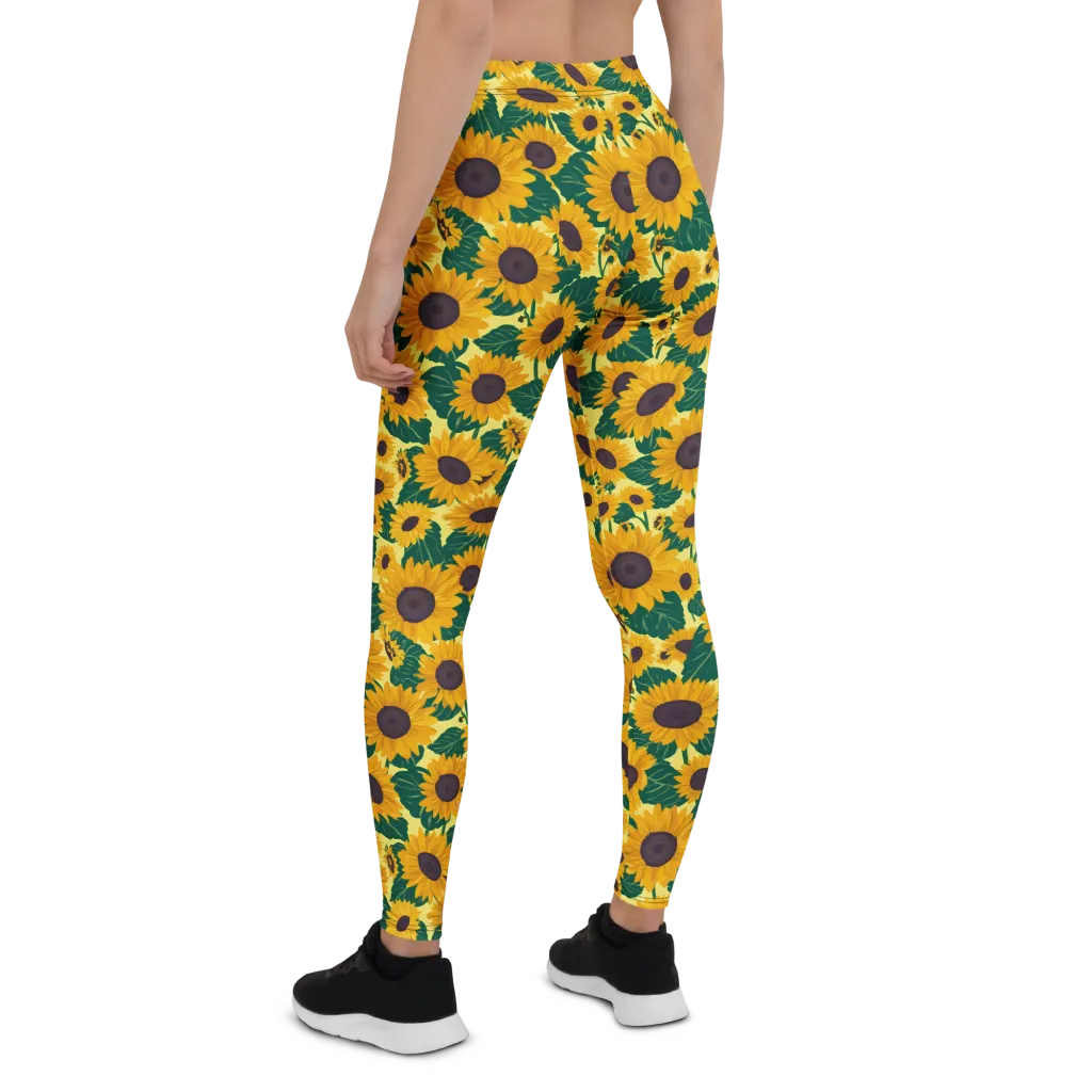 Sunlit Sunflower on Leggings — Back
