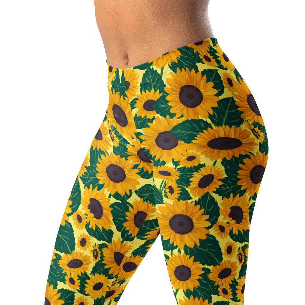 Sunlit Sunflower on Leggings — Left Front