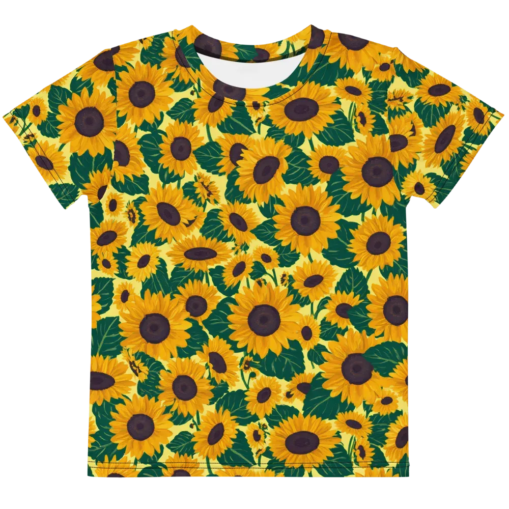 Sunlit Sunflower on Kids Crew Neck T-Shirt — Front