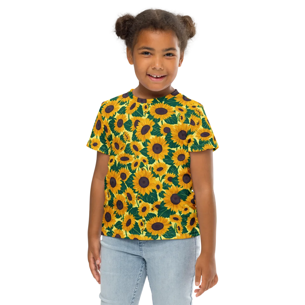 Sunlit Sunflower on Kids Crew Neck T-Shirt — Front