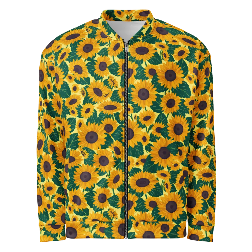 Sunlit Sunflower on Bomber Jacket — Front