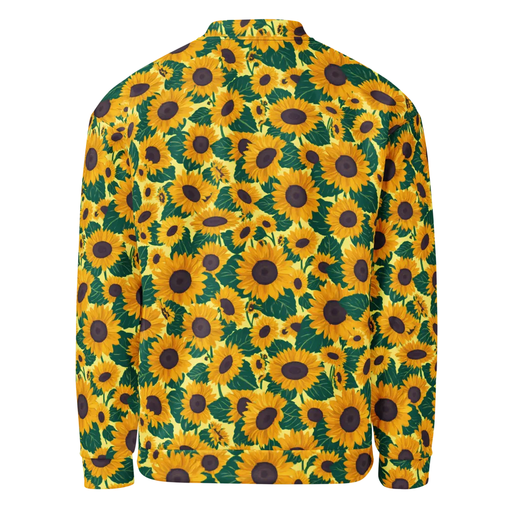 Sunlit Sunflower on Bomber Jacket — Back