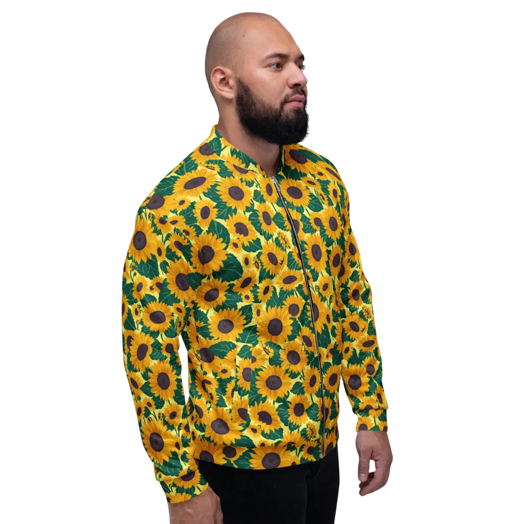 Sunlit Sunflower on Bomber Jacket — Right