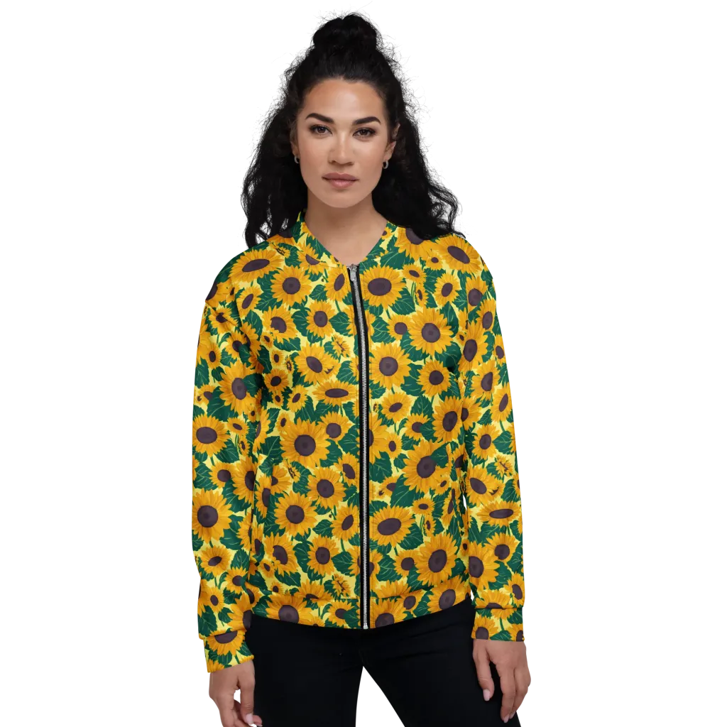 Sunlit Sunflower on Bomber Jacket — Front