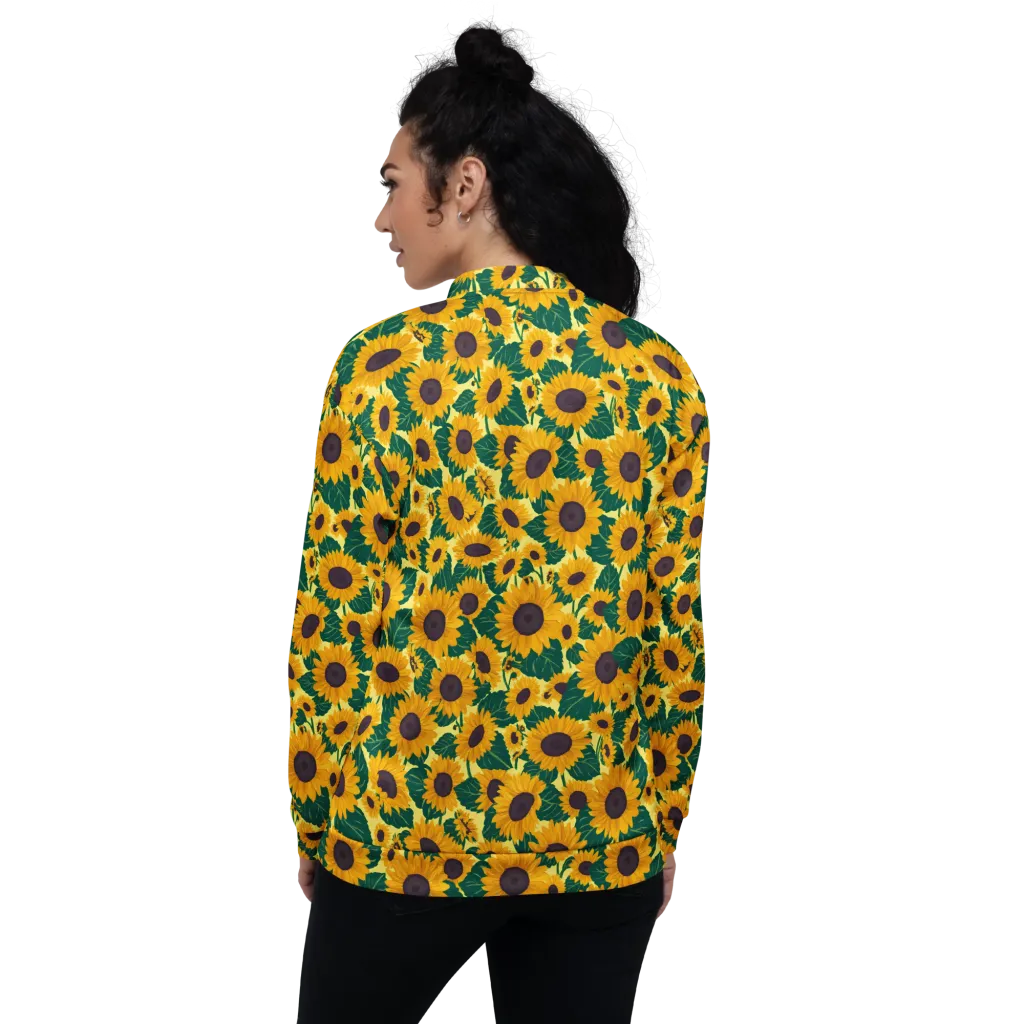 Sunlit Sunflower on Bomber Jacket — Back