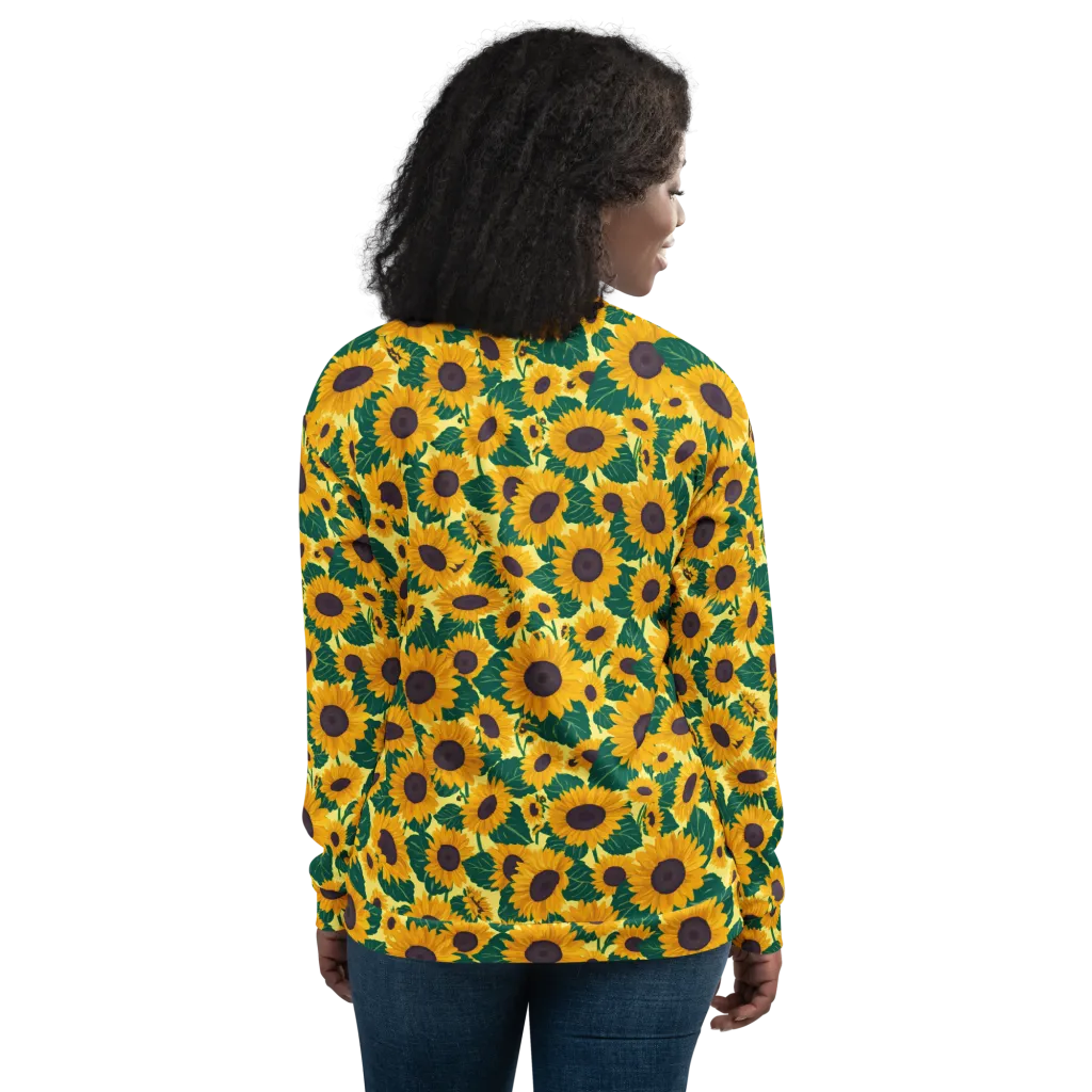 Sunlit Sunflower on Bomber Jacket — Back