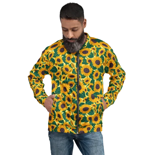 Sunlit Sunflower on a Bomber Jacket