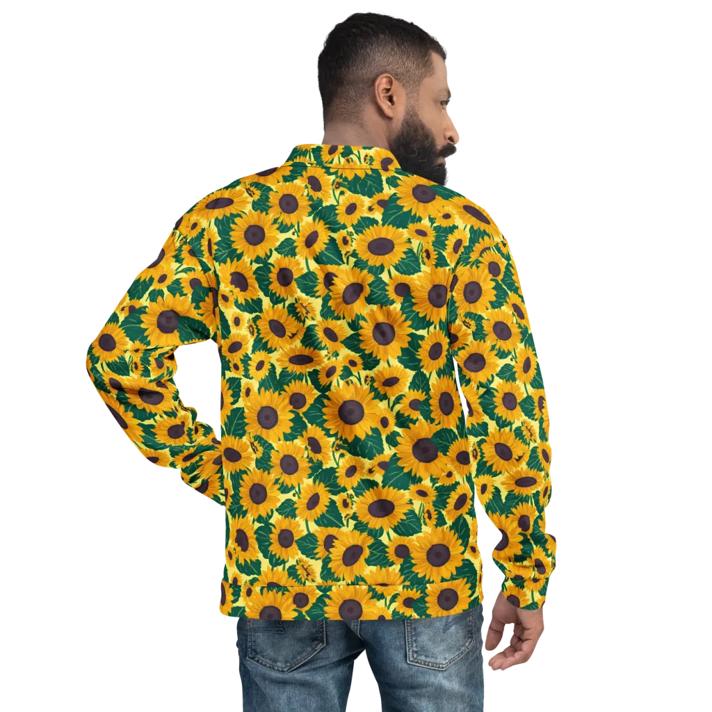 Sunlit Sunflower on Bomber Jacket — Back