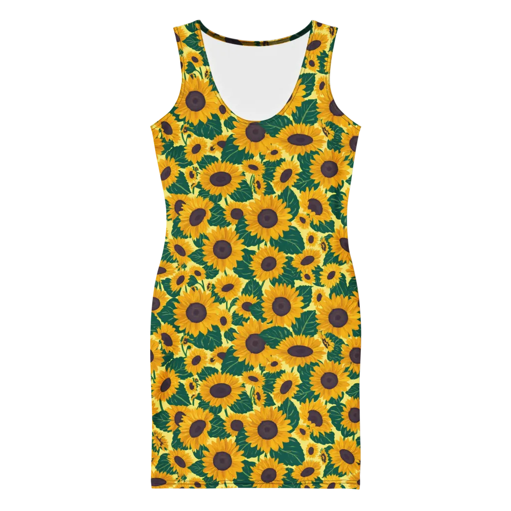 Sunlit Sunflower on Bodycon Dress — Front