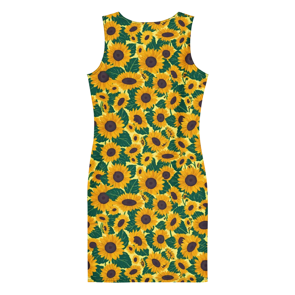 Sunlit Sunflower on Bodycon Dress — Back
