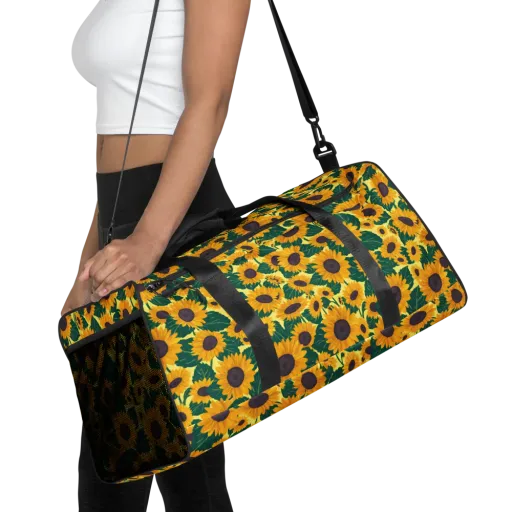 Sunlit Sunflower on a Duffle Bag