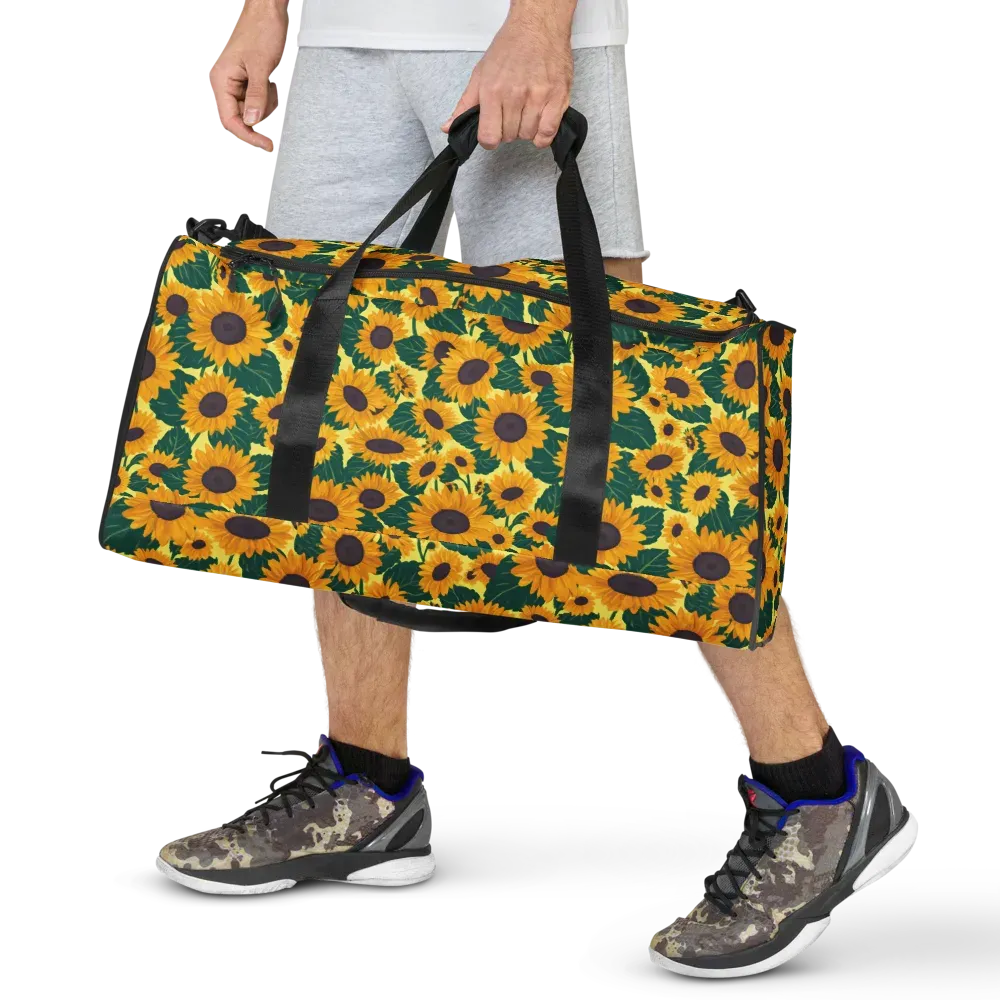 Sunlit Sunflower on Duffle Bag — Front