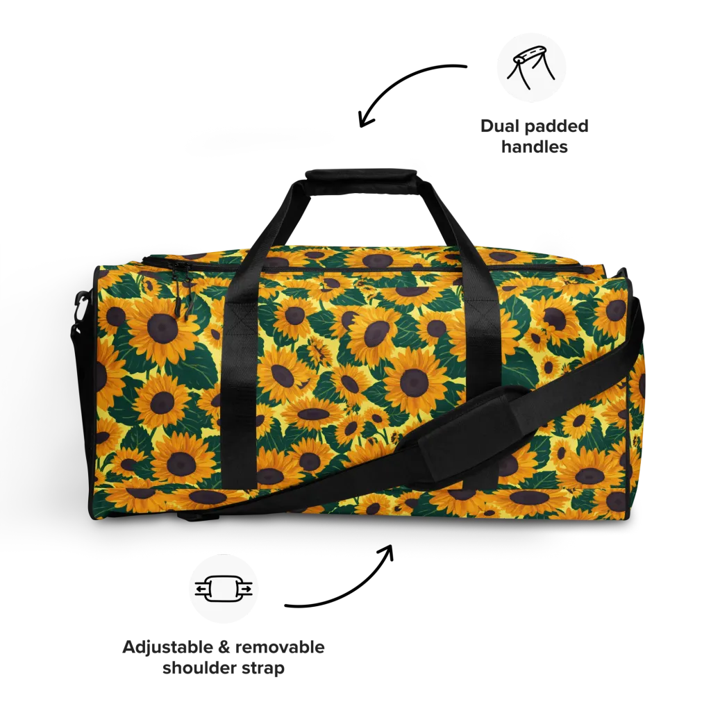 Sunlit Sunflower on Duffle Bag — Front