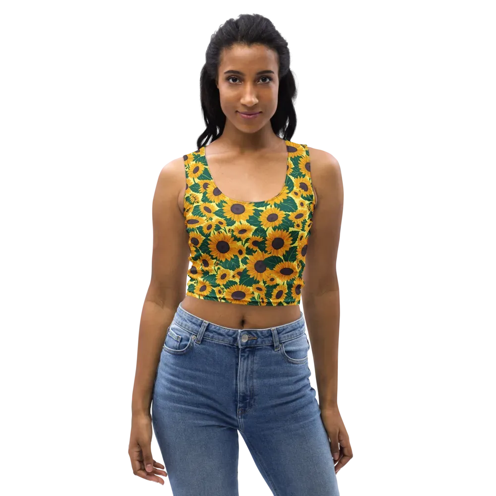 Sunlit Sunflower on Crop Top — Front